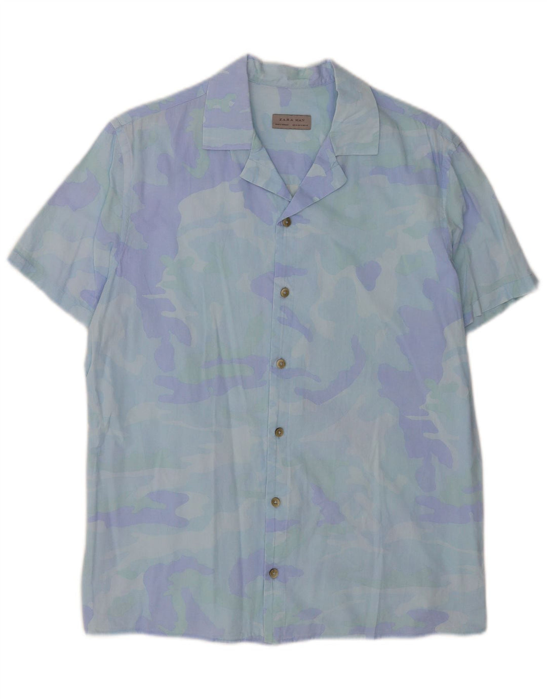 Zara Chemise À Manches Courtes À Motif Abstrait Homme Bleu Moyen