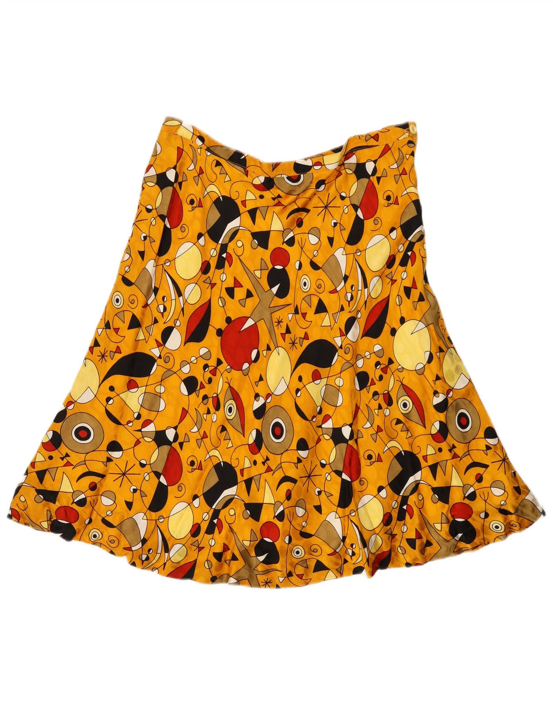 vintage Femmes Motif Abstrait Jupe A-Line W32 Grand Jaune