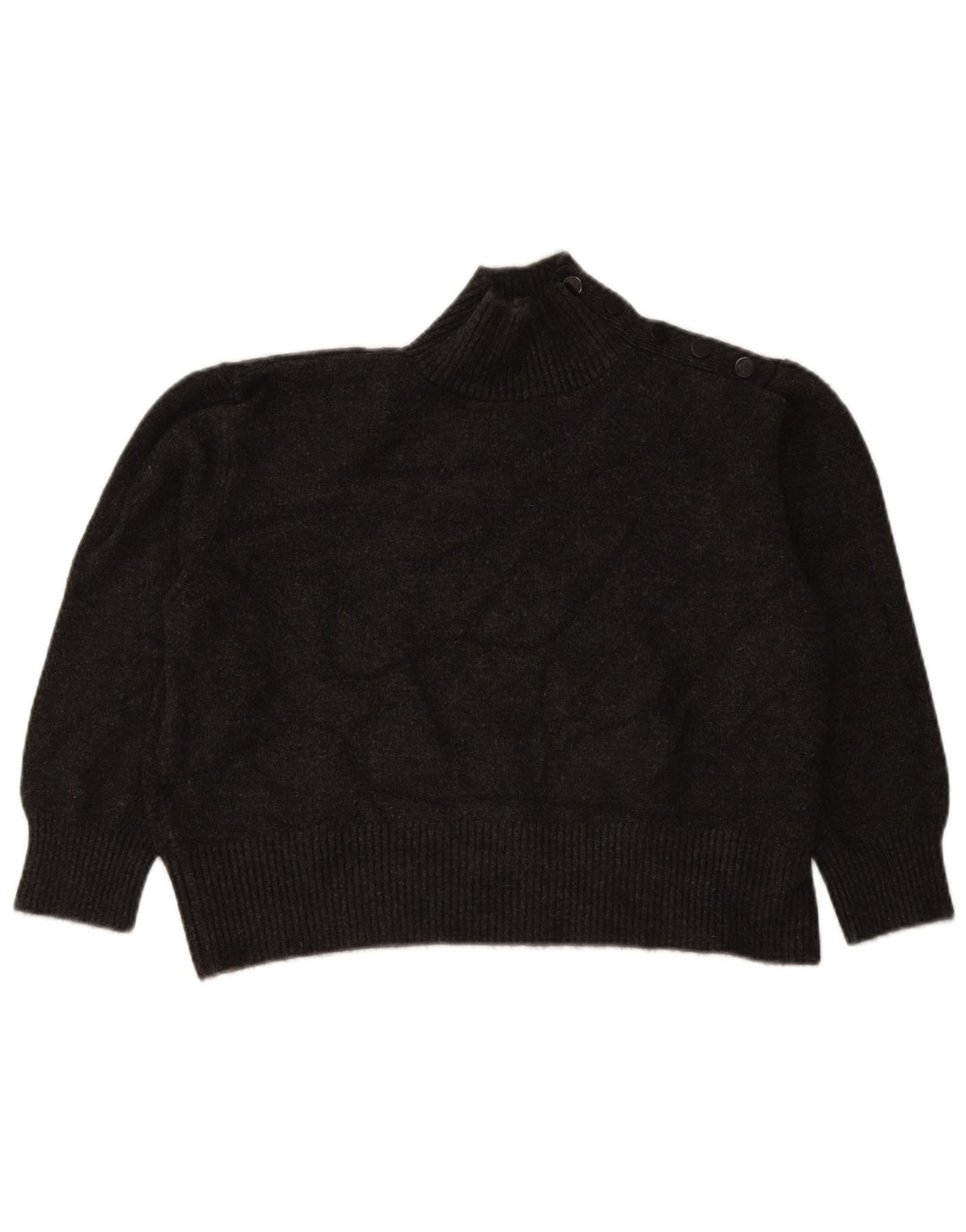 Zara Pull court surdimensionné à col boutonné pour femme UK 10 Petit Gris
