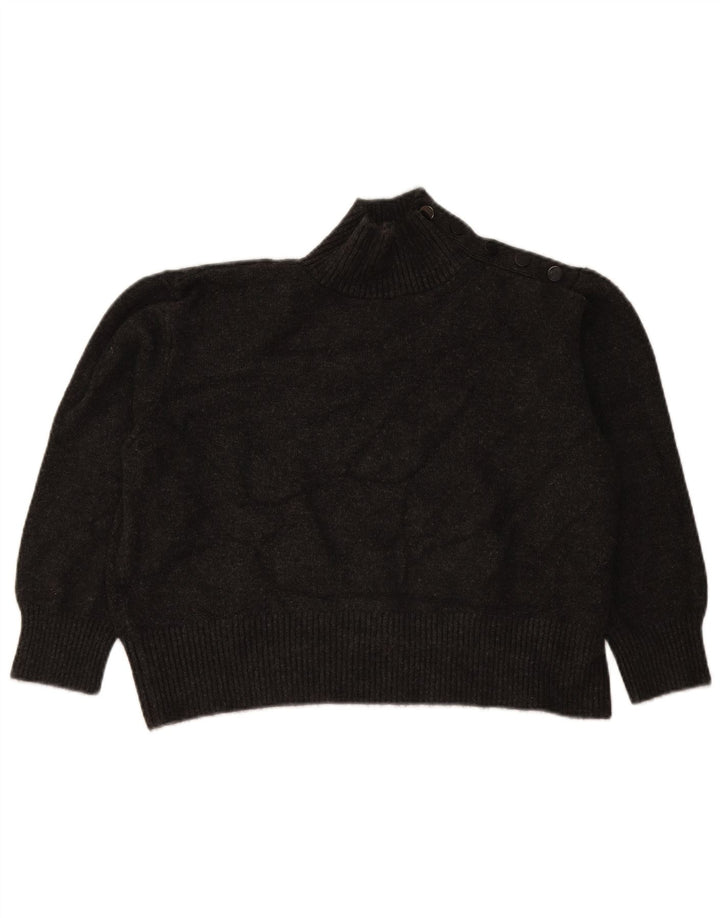 Zara Pull court surdimensionné à col boutonné pour femme UK 10 Petit Gris
