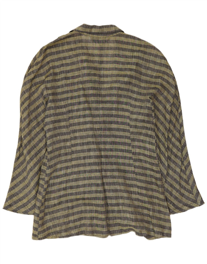 Comma, Veste Blazer Croisée Femme UK 14 Large Yellow Check Wool