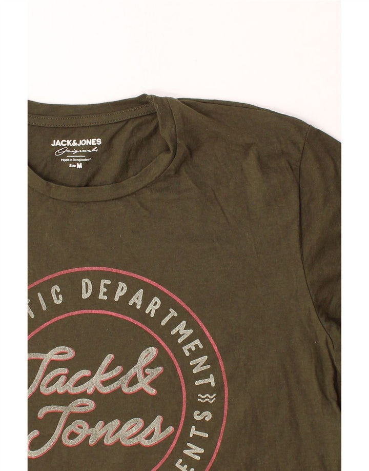 JACK & JONES Mens Graphic T-Shirt Top Medium Khaki Cotton Vintage Jack & Jones and Second-Hand Jack & Jones from Messina Hembry 
