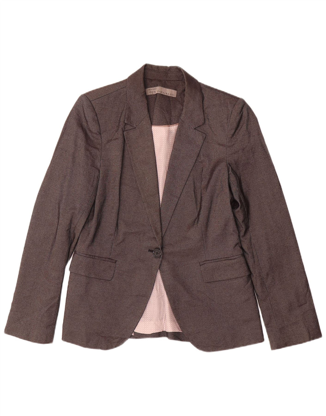 Zara Womens 1 Button Blazer Jacket UK 14 Large Gris Polyester