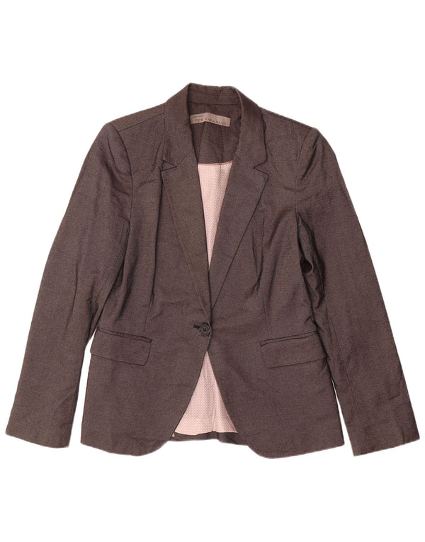 Zara Womens 1 Button Blazer Jacket UK 14 Large Gris Polyester