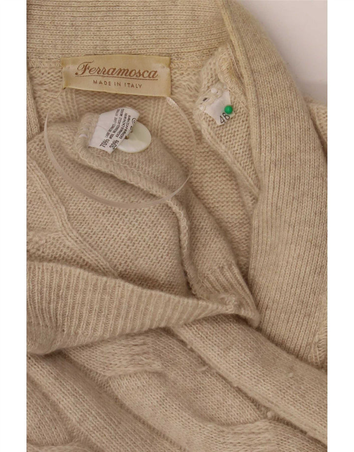 Ferramosca Cardigan surdimensionné pour femme IT 46 en laine beige