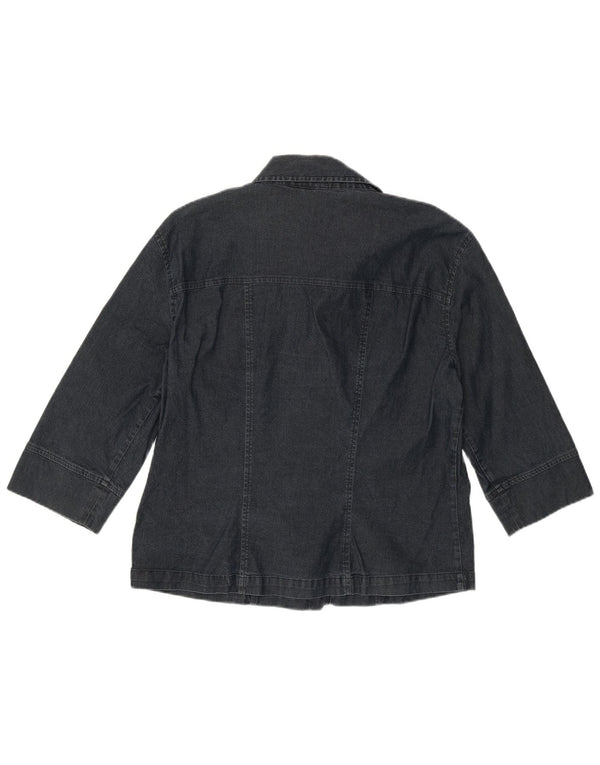 Benetton Chemise en jean à manches 3/4 pour femme UK 14 Large Bleu marine Coton