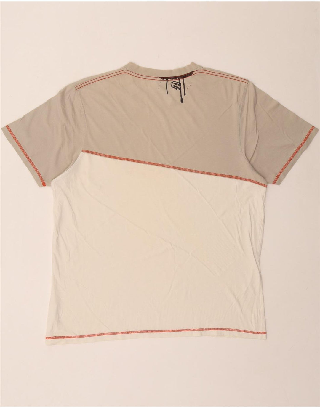 BILLABONG T-Shirt Graphique Homme Top XL Blanc Colorblock Coton