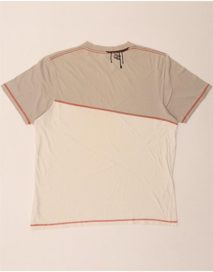 BILLABONG T-Shirt Graphique Homme Top XL Blanc Colorblock Coton