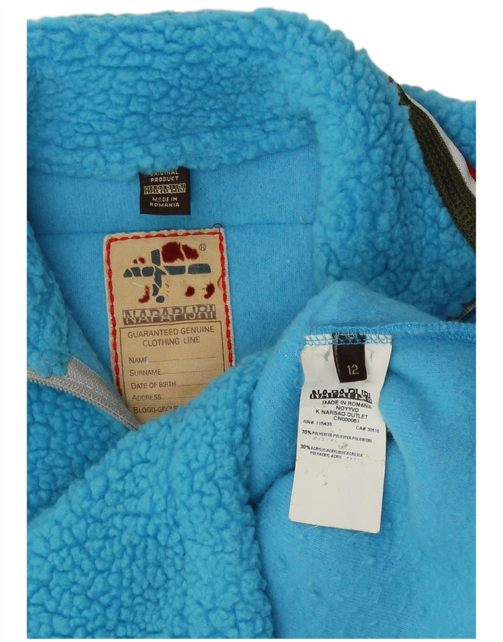 Napapijri Pull Polaire Graphique à Col Zippé Garçon 11-12 ans Bleu Polyester