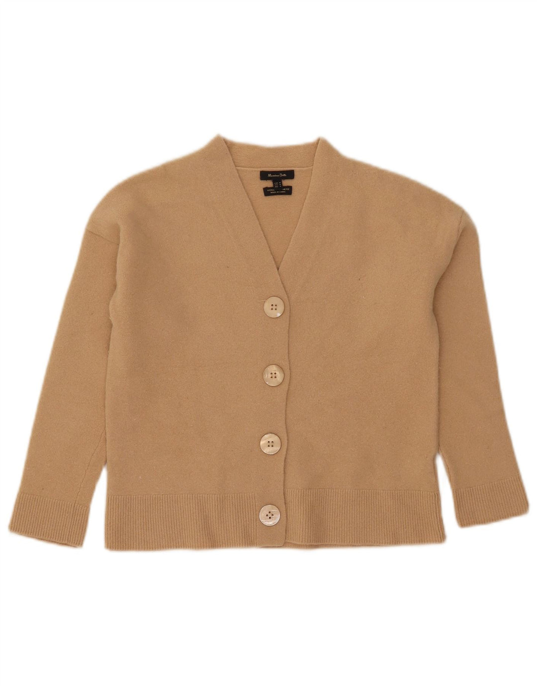 Massimo Dutti Cardigan court pour femme UK 12 laine beige moyen