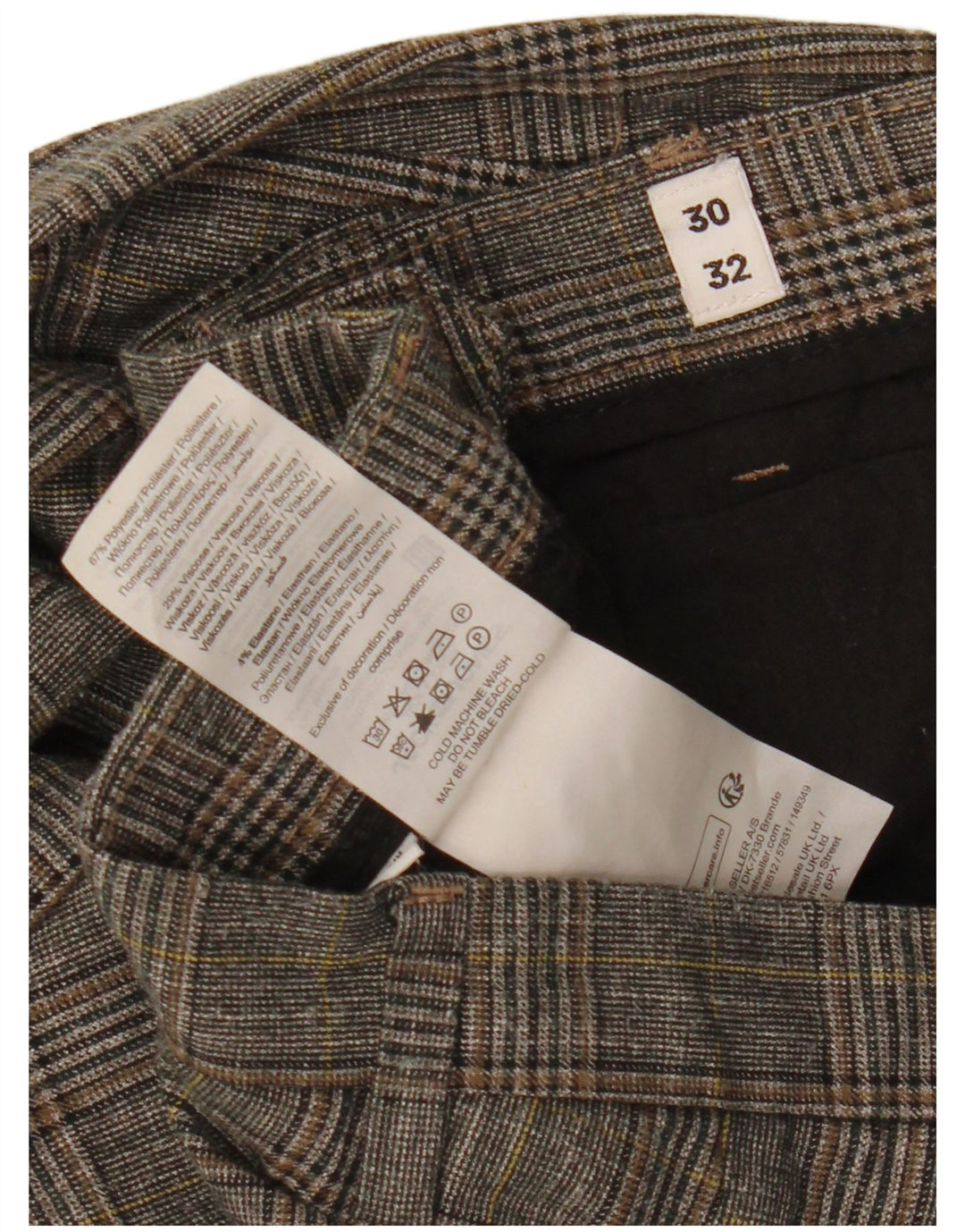 Jack & Jones Pantalon de Costume Slim Homme W30 L32 Gris à Carreaux Polyester