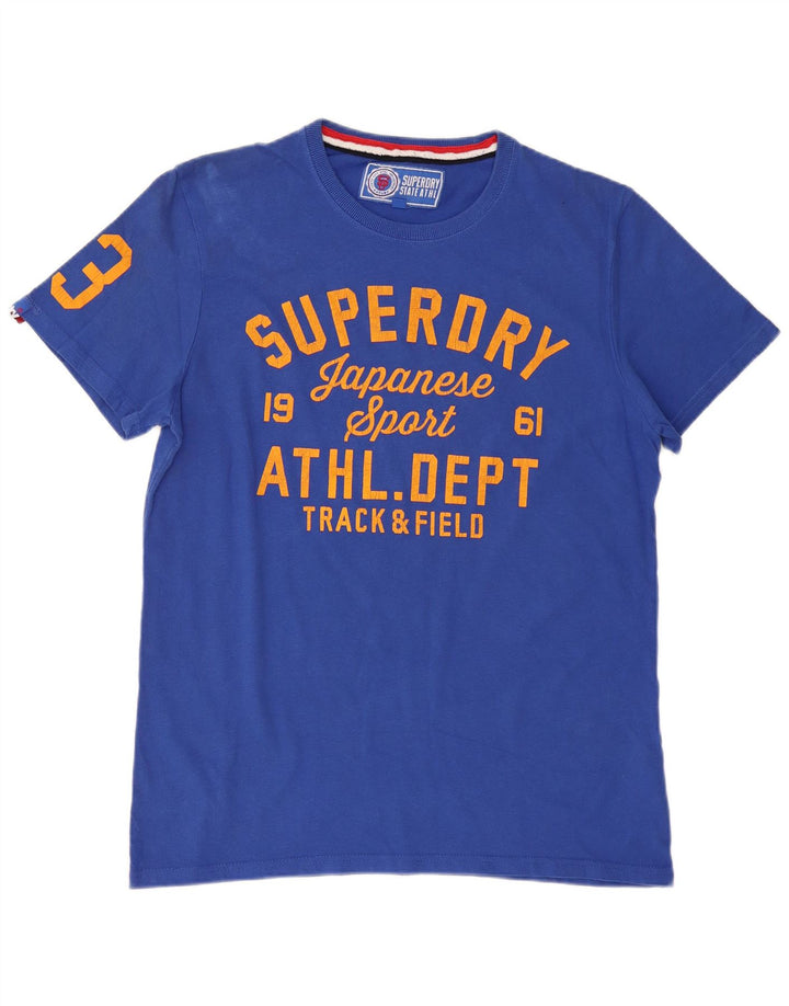 SUPERDRY T-Shirt Graphique Homme Top 2XL Bleu Coton