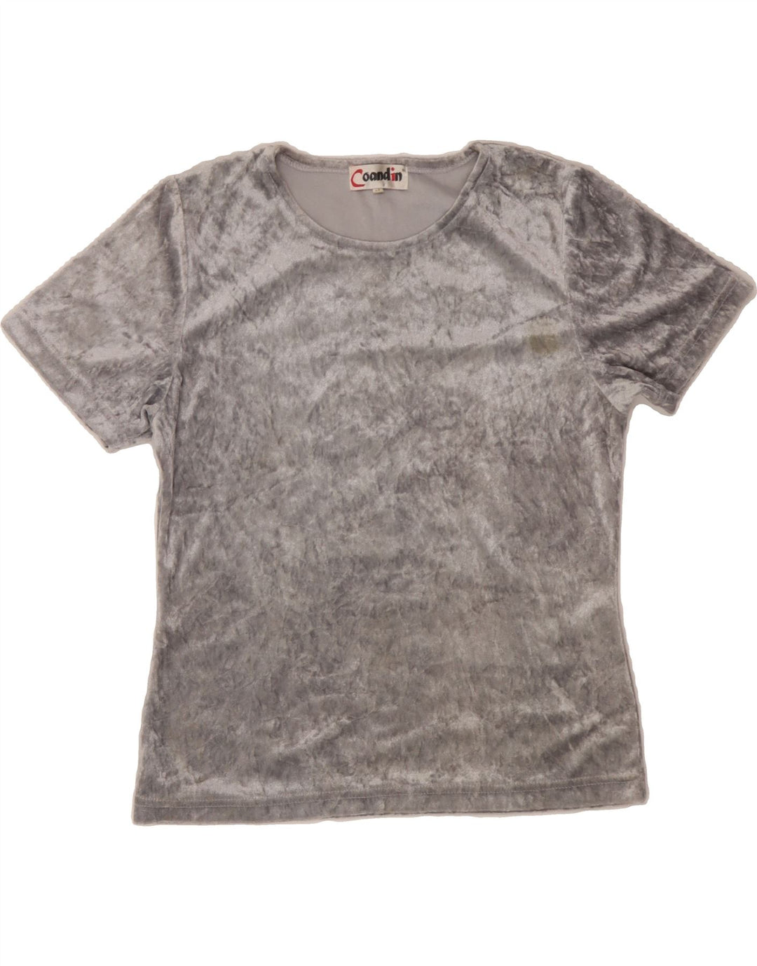VINTAGE Womens T-Shirt Top UK 14 Medium Silver Polyester Vintage Vintage and Second-Hand Vintage from Messina Hembry 