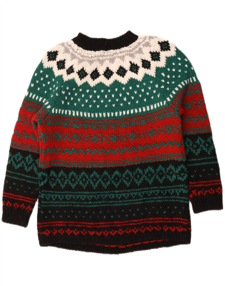 vintage Womens Turtle Neck Jumper Sweater UK 16 Grand Multicolore