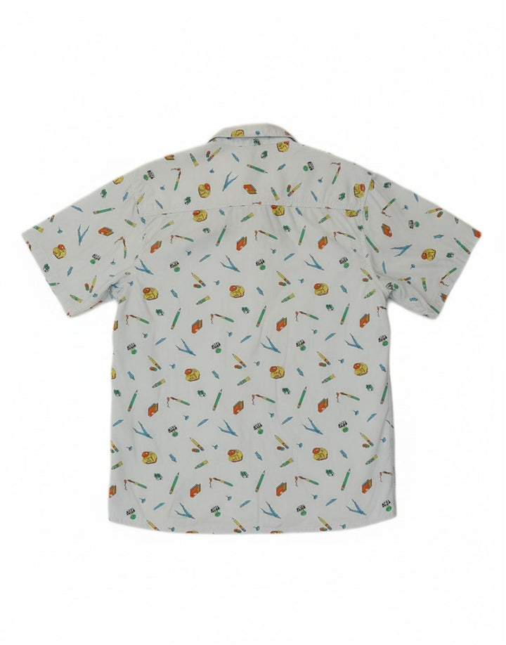 VINTAGE Mens Abstract Pattern Short Sleeve Shirt Medium Blue