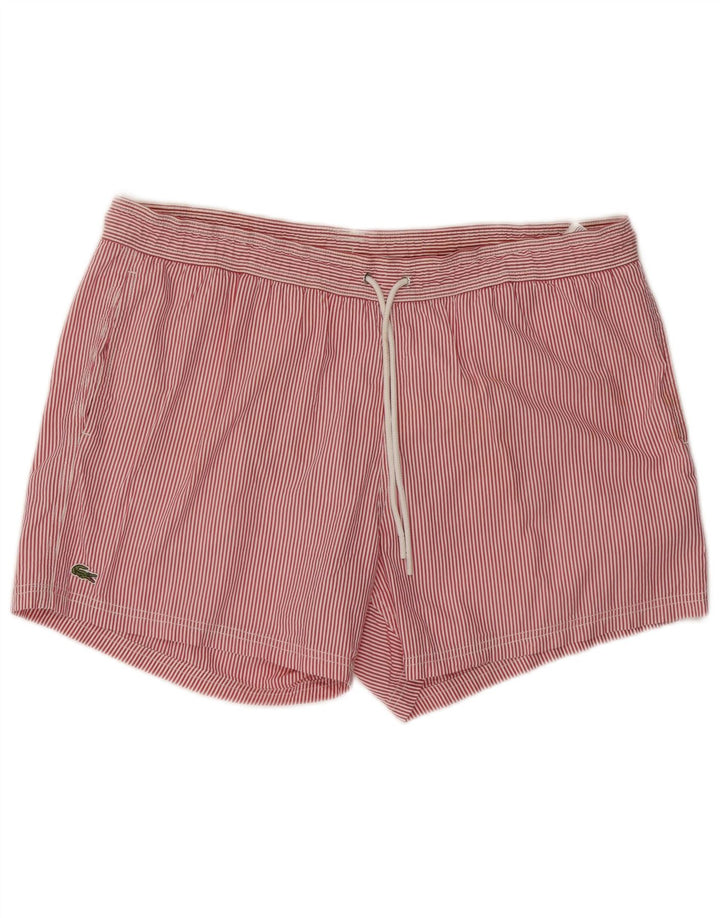 LACOSTE Short de Bain Homme XL Coton Rayé Rouge