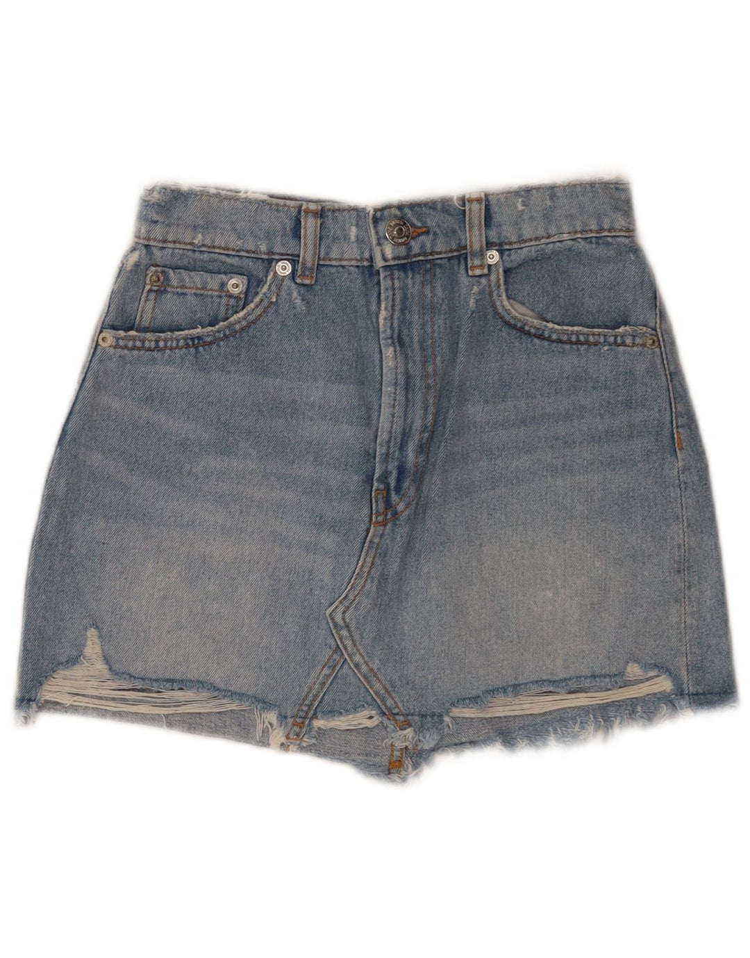 Zara Short en jean vieilli pour femme Petit W26 Bleu