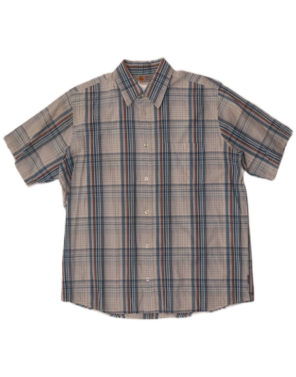 Carhartt Chemise à manches courtes pour homme en coton à carreaux bleus