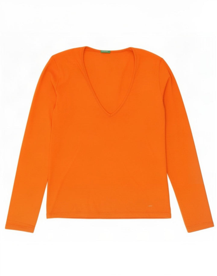 Benetton Haut à manches longues pour femme UK 10 Small Orange