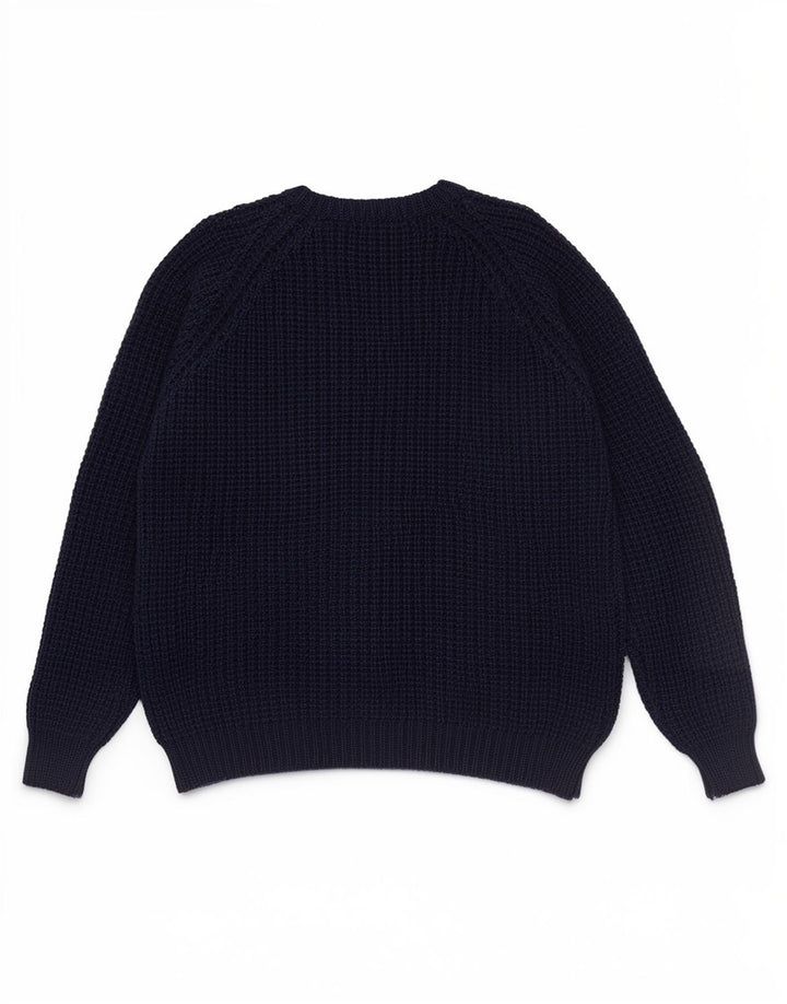 Aran Crafts Pull à col rond pour homme en laine bleu marine moyen