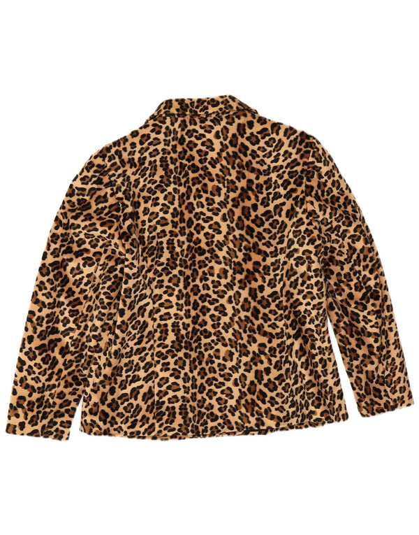 vintage Femme 3 Bouton Blazer Veste UK 14 Grand Beige Animal Print