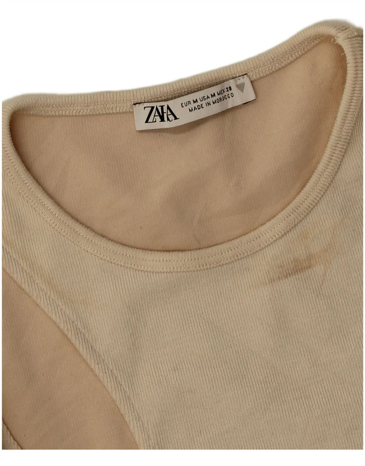 Zara Body à manches longues pour femme UK 12 Beige moyen