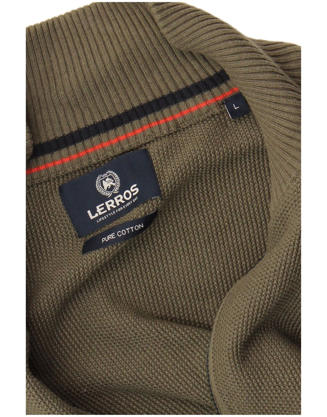 Lerros Cardigan Homme Pull Large Kaki Coton
