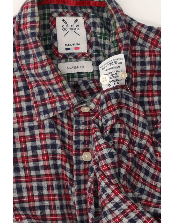 Crew Clothing Chemise classique en flanelle pour homme Gris moyen à carreaux en coton