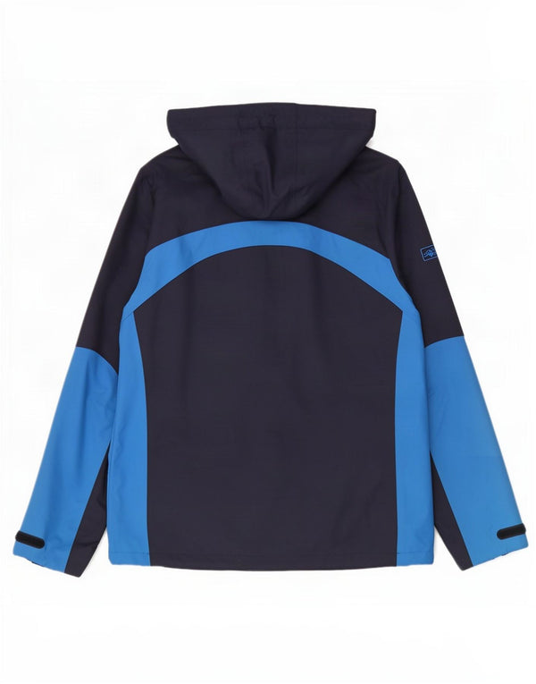 Jack Wolfskin Veste de Pluie Femme UK 14/16 Large Bleu Marine Colourblock
