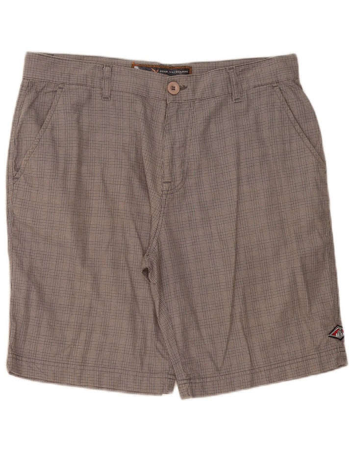 Bear Short Chino Homme W34 Grand Gris Pied-de-Poule Coton