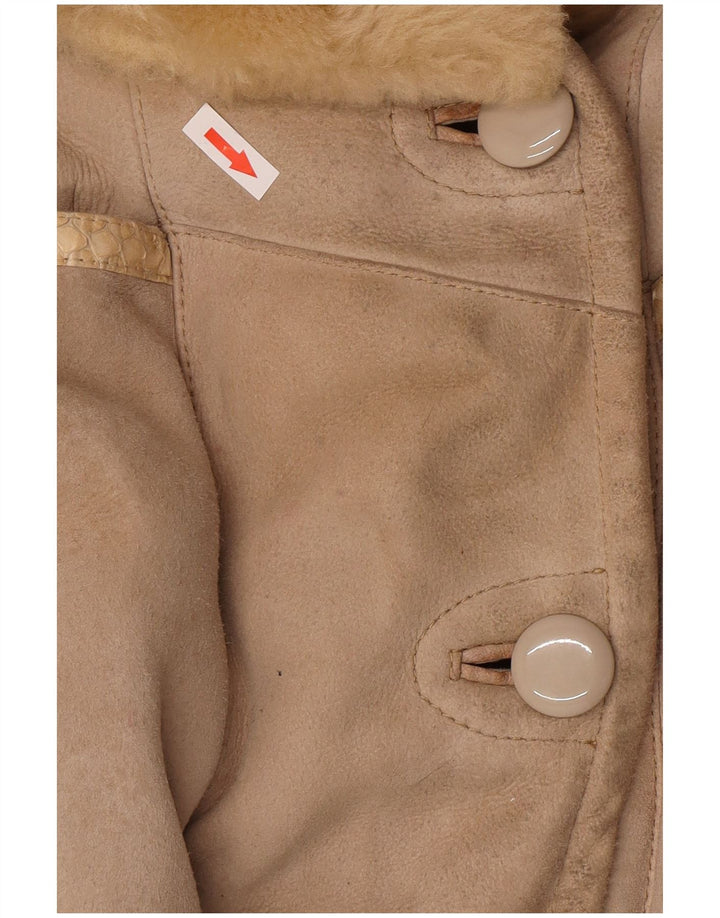 manteau en peau de mouton femme vintage UK 14 peau de mouton beige moyen