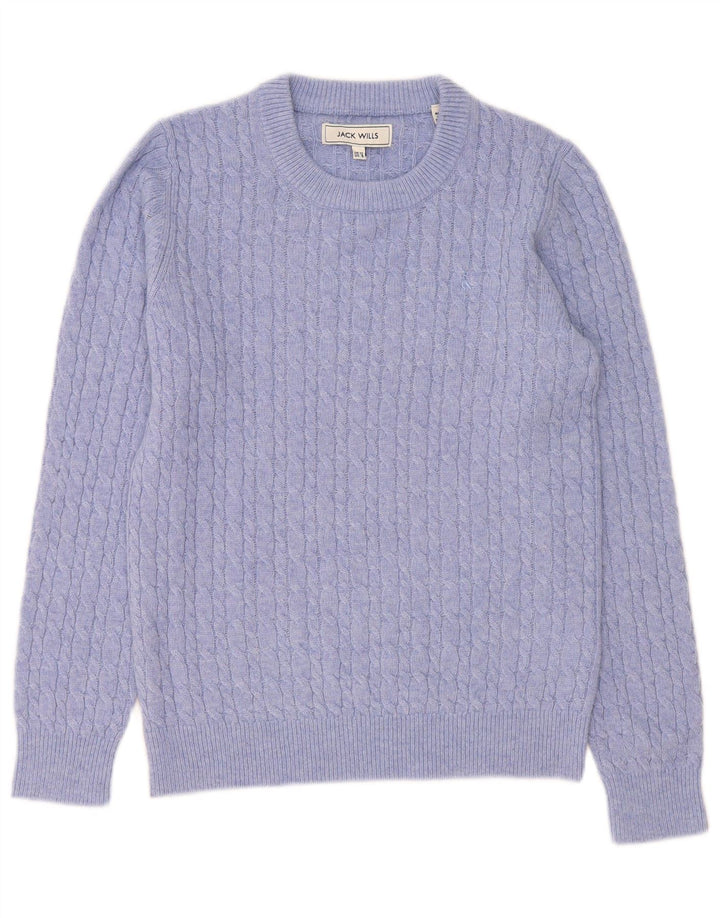 Jack Wills Pull à col rond pour femme UK 12 Laine violet moyen