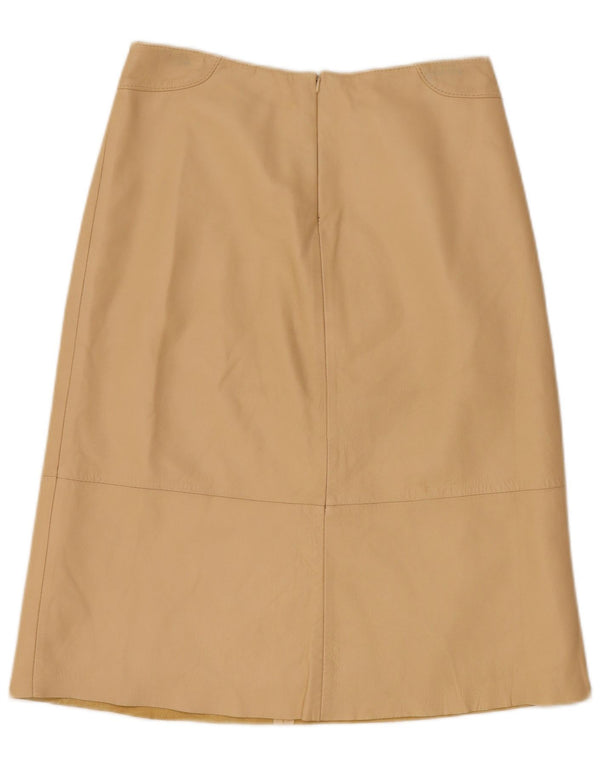 jupe en cuir femme vintage UK 12 Medium W28 Beige