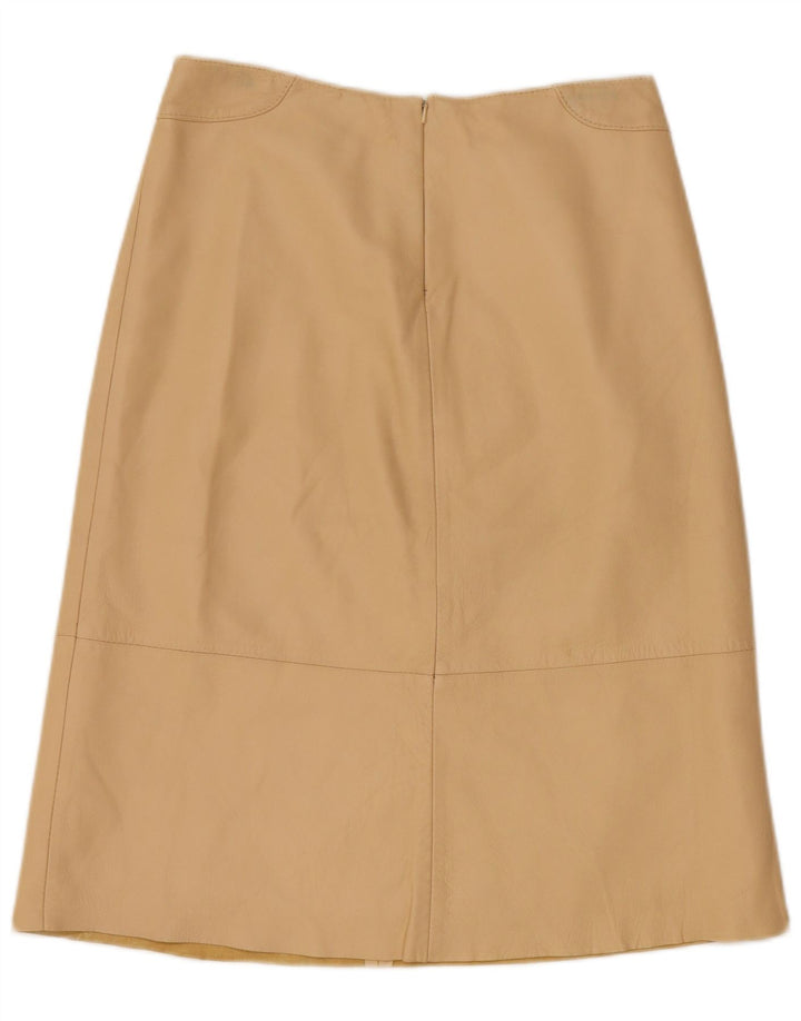 jupe en cuir femme vintage UK 12 Medium W28 Beige