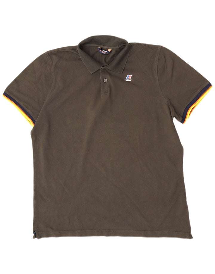 K-Way Polo Homme XL Kaki Colourblock