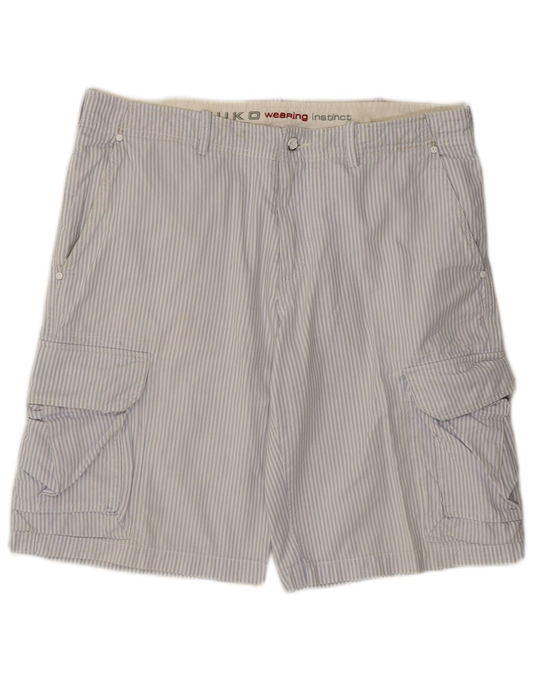YUKO Short cargo pour homme IT 50 Large W36 en coton bleu à fines rayures