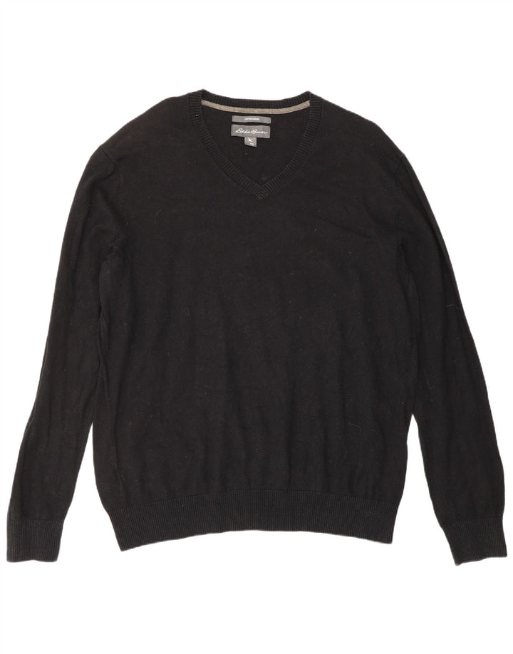Eddie Bauer Pull col V pour homme XL en coton noir