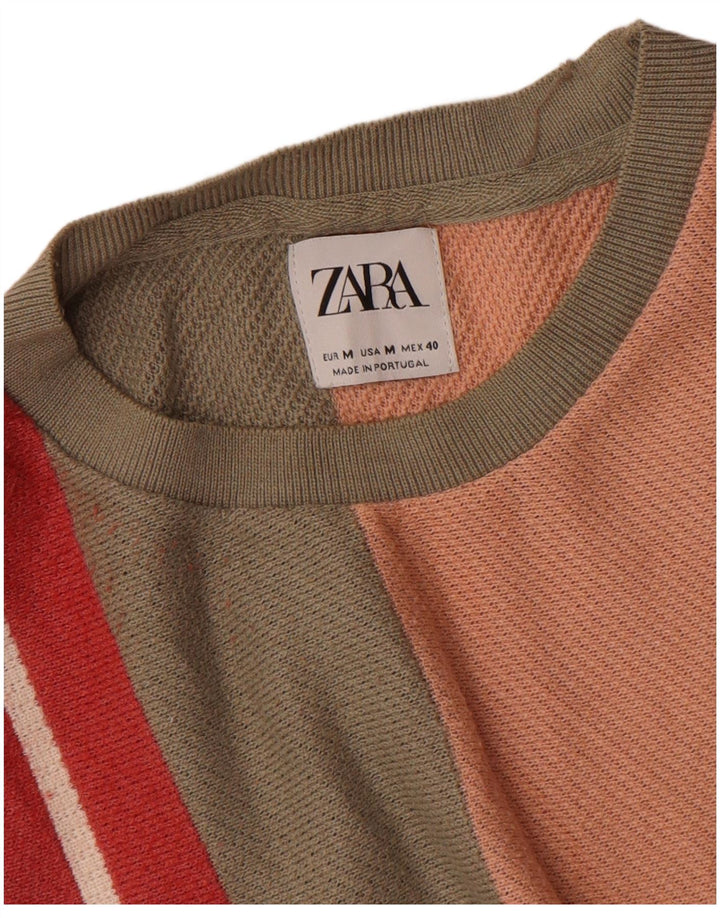 Zara Homme T-Shirt Top Medium Multicolore Rayé