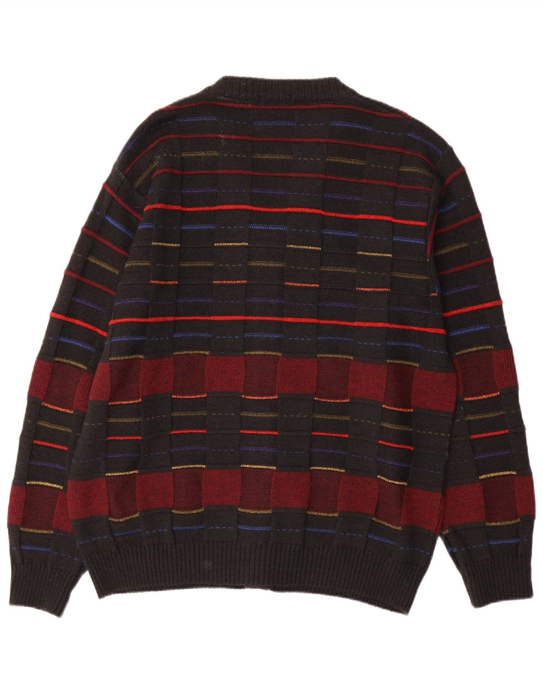 vintage Pull Cardigan Homme IT 48 Laine à Carreaux Noir Moyen