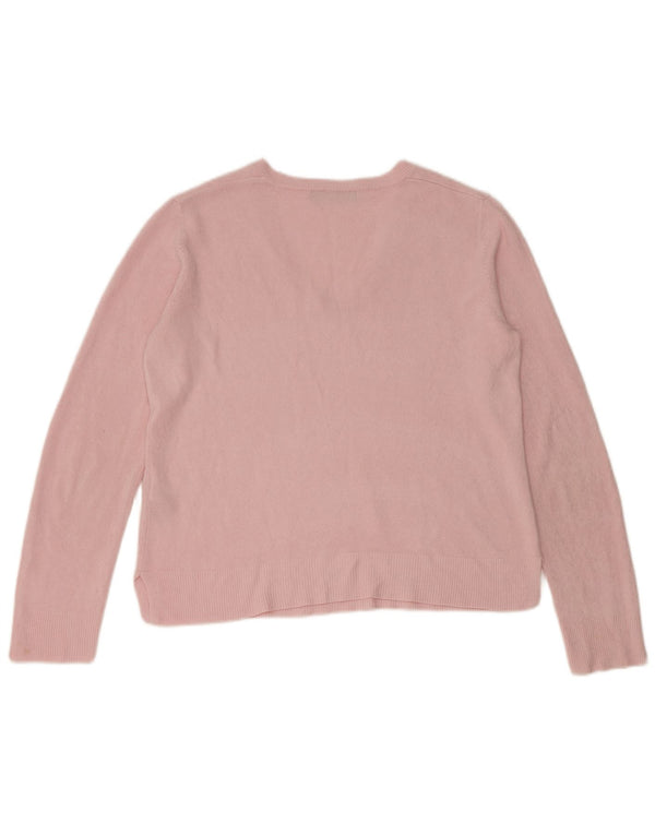 Marks & Spencer Pull court à col en V pour femme UK 14 Acrylique rose moyen