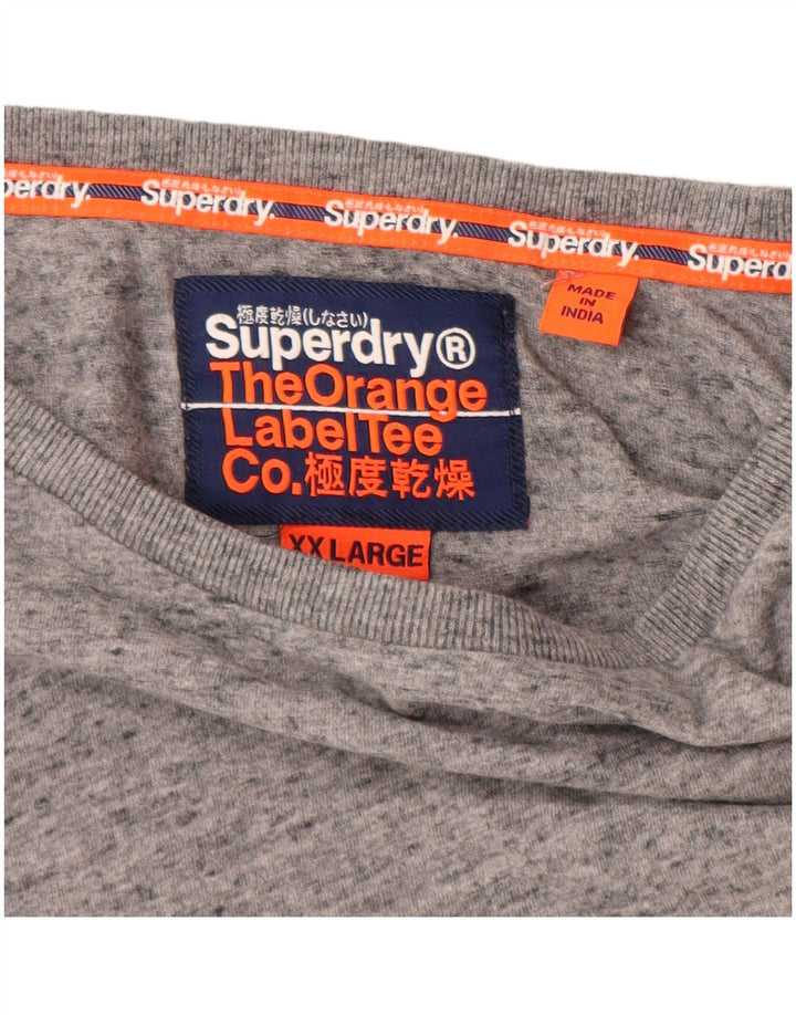 SUPERDRY Mens Top Long Sleeve 2XL Grey Flecked Cotton Vintage Superdry and Second-Hand Superdry from Messina Hembry 