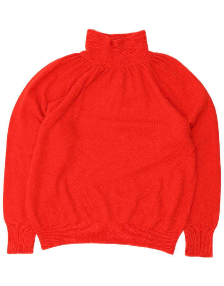 vintage Femme Oversize Roll Neck Jumper Pull IT 40 Petite Laine Rouge
