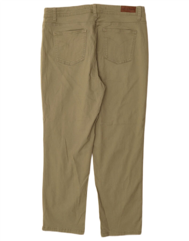 CALVIN KLEIN Pantalon décontracté fuselé pour femme US 10 Large W30 L27 Vert