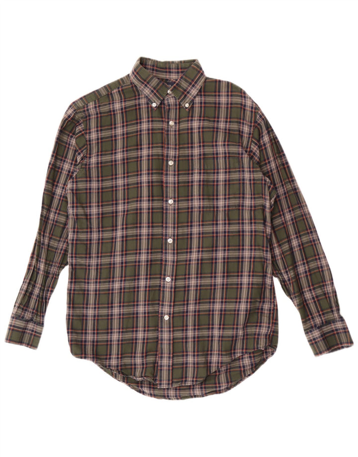 Lands End Chemise à carreaux pour hommes Taille 15 Chèque vert moyen
