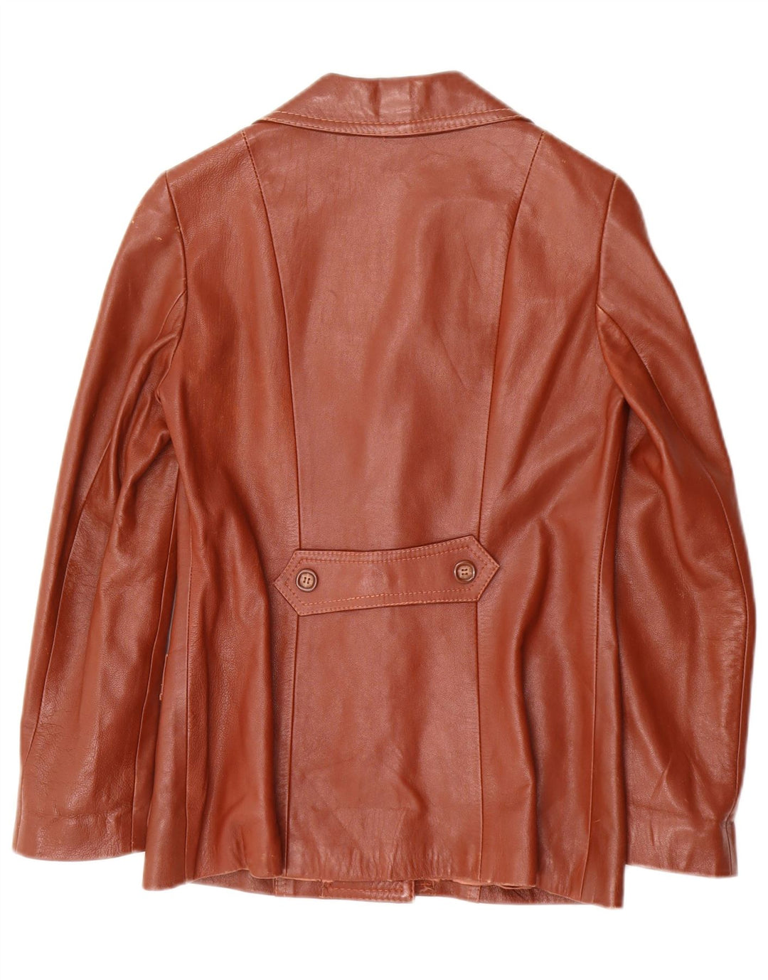 vintage Femme 3 Boutons Veste Blazer En Cuir IT 40 Petit Cuir Marron