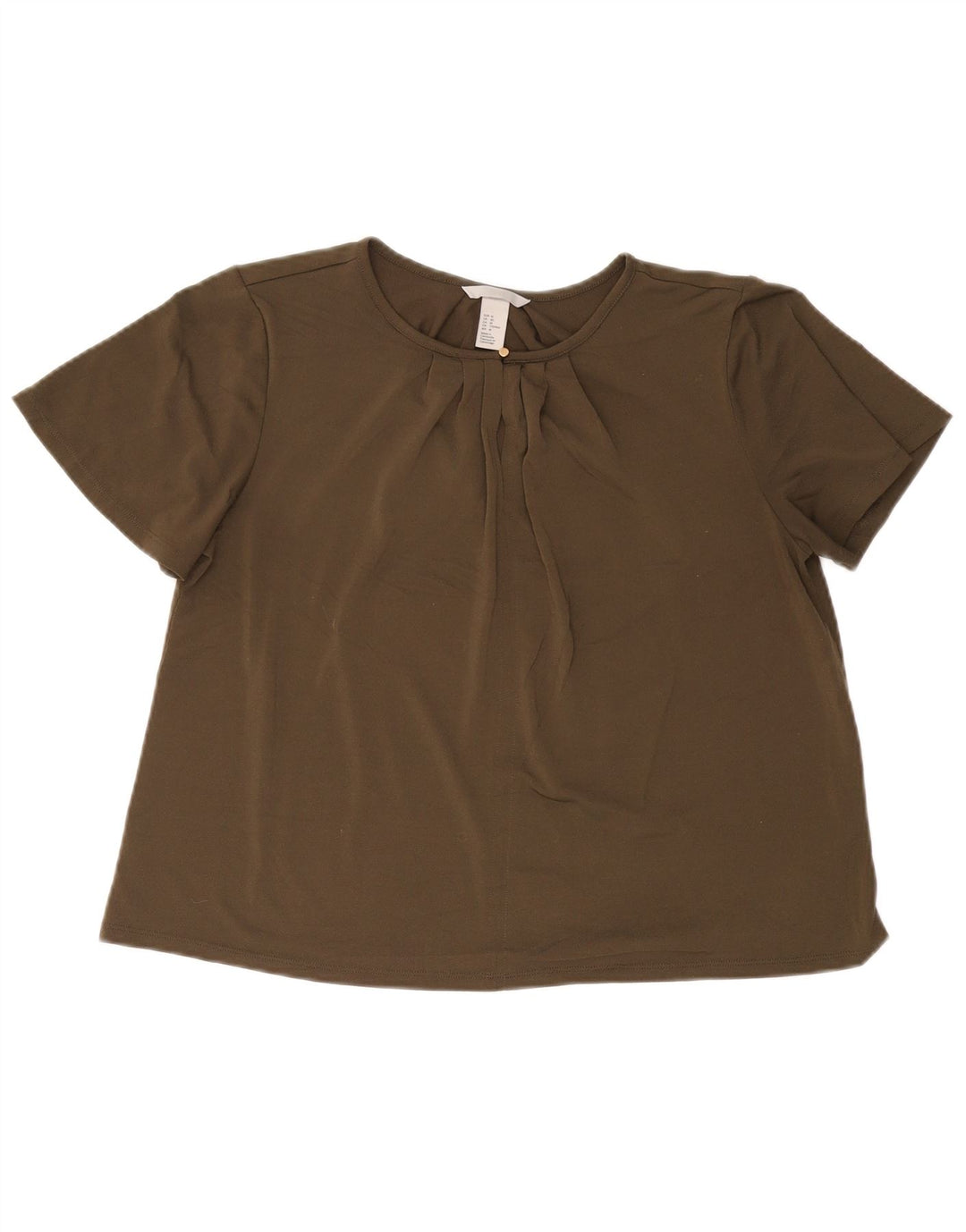 H&M Femme Blouse Top UK 44 Kaki Moyen Polyester