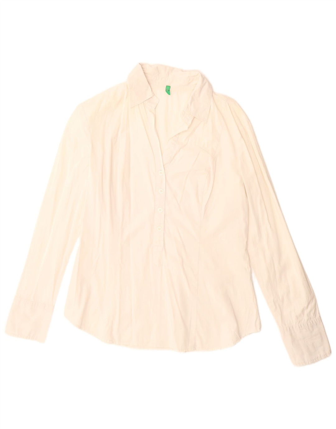 Benetton Chemise Pull Femme UK 16 Large Coton Blanc Cassé