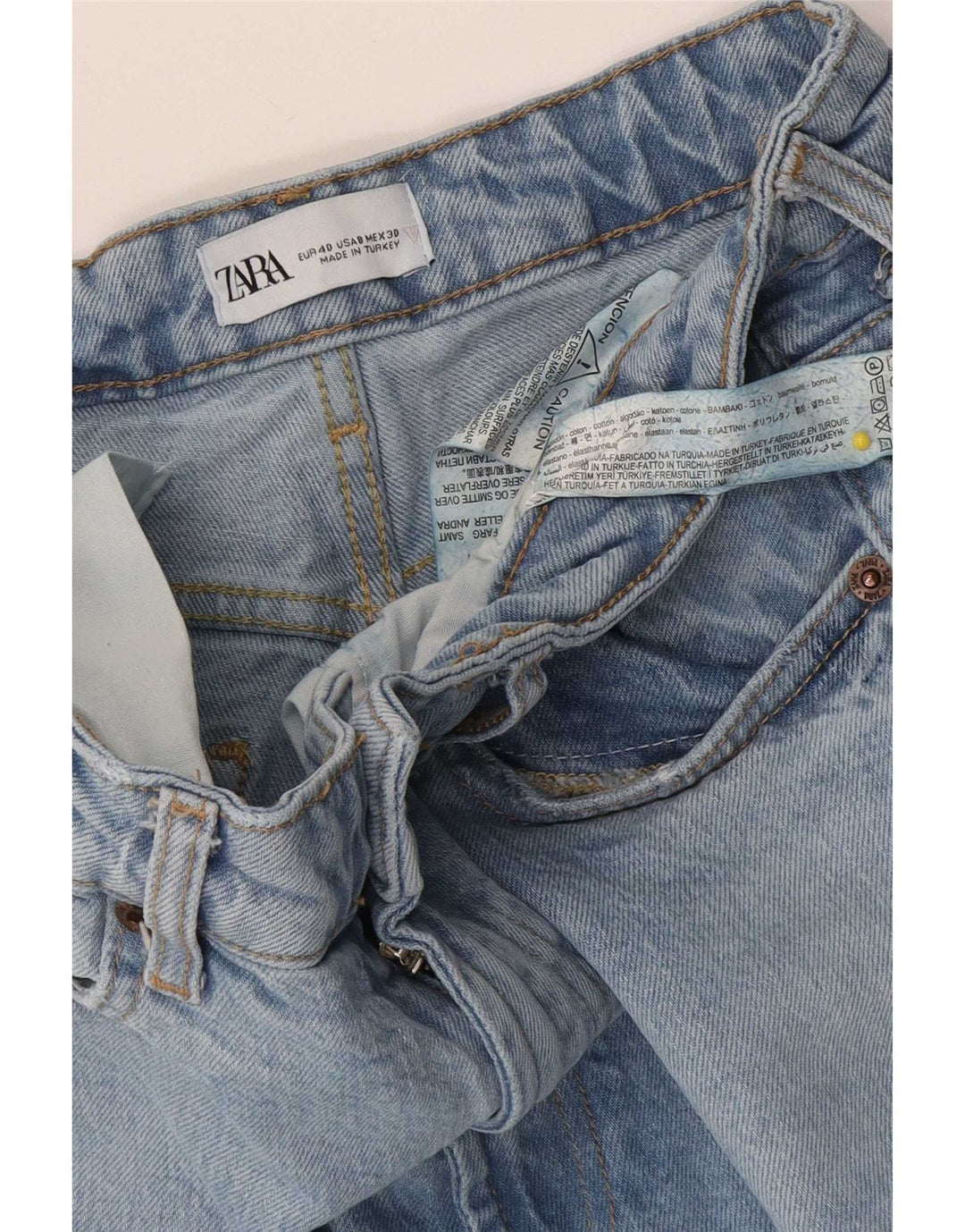Zara Jean fuselé pour femme EU 40 Medium W30 L26 Bleu Coton