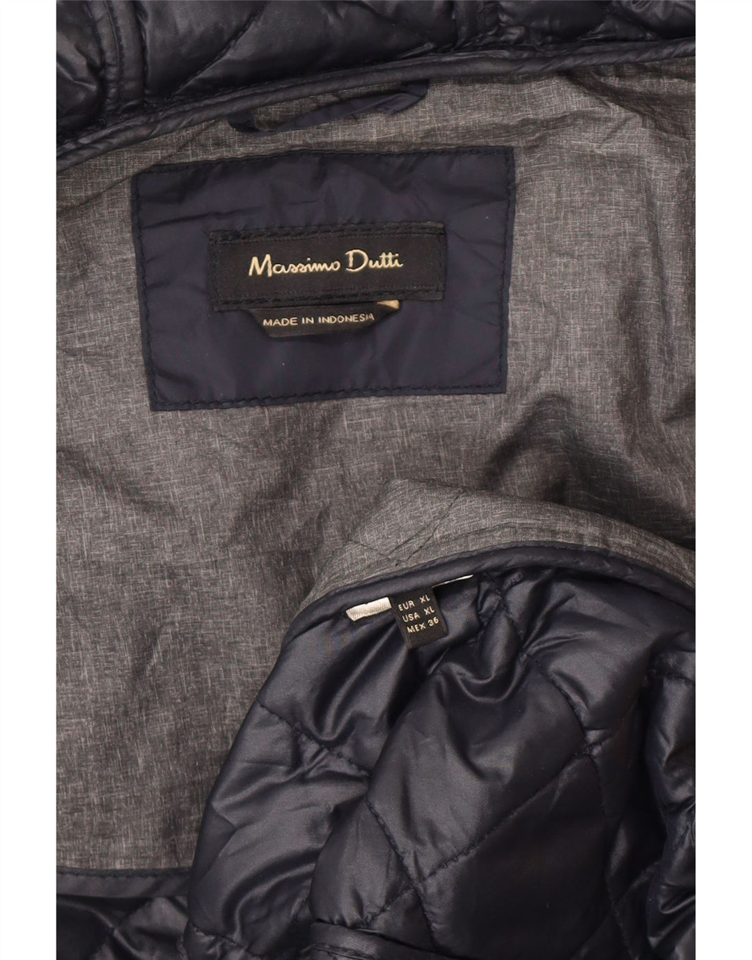 Massimo Dutti Veste matelassée à capuche pour femme UK 18 XL Bleu marine