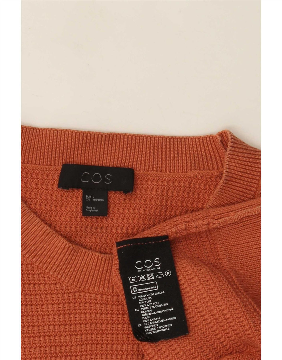 Cos Pull à col rond pour homme en coton orange Large